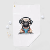 Serviette De Golf Chien avec casque 1 (En situation)