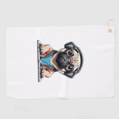 Serviette De Golf Chien avec casque 1 (Horizontal)