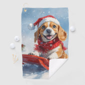 Serviette De Golf Chien beagle dans la boue Laisser il neige Noël (En situation)
