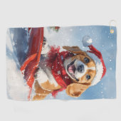Serviette De Golf Chien beagle dans la boue Laisser il neige Noël (Horizontal)
