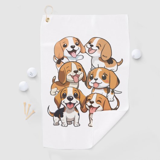 Serviette De Golf chien beagle joyeux (En situation)