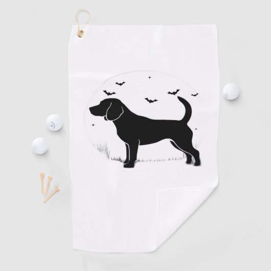 Serviette De Golf Chien beagle - Silhouette de lune d'Halloween surd (En situation)