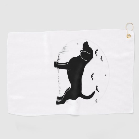 Serviette De Golf Chien beagle - Silhouette de lune d'Halloween surd (Horizontal)