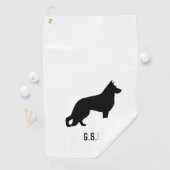 Serviette De Golf Chien berger allemand Silhouette Initiales personn (En situation)