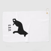 Serviette De Golf Chien berger allemand Silhouette Initiales personn (Horizontal)
