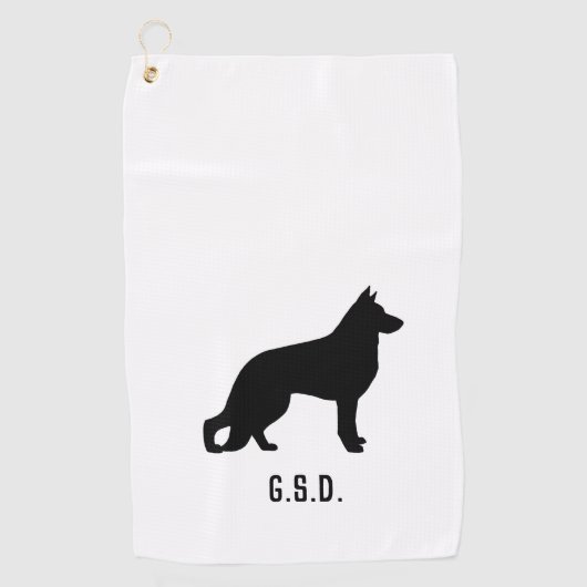 Serviette De Golf Chien berger allemand Silhouette Initiales personn (Devant)