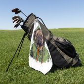 Serviette De Golf Chien carlin portant Sweat - shirt à capuche vert (Vert)