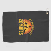 Serviette De Golf Chien Chasse Les Zombies Design Halloween (Horizontal)