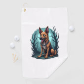 Serviette De Golf Chien de berger squelette (En situation)