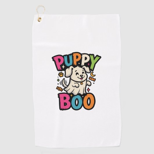 Serviette De Golf Chien de Halloween chiot Boo (Devant)