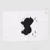 Serviette De Golf Chien de Poméranie - Halloween Lune Silhouette Cla (Horizontal)