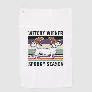 Serviette De Golf Chien de sorcière Dachshund Halloween Gravure vint