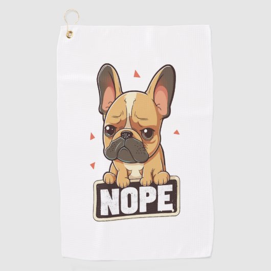 Serviette De Golf Chien de taureau français Nope (Devant)