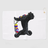 Serviette De Golf Chien d'eau portugais debout avec flottaison (Horizontal)