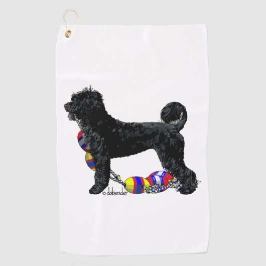 Serviette De Golf Chien d'eau portugais debout avec flottaison (Devant)
