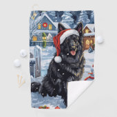 Serviette De Golf Chien d'hiver belge Wonderland Noël (En situation)