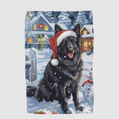 Serviette De Golf Chien d'hiver belge Wonderland Noël (Devant)