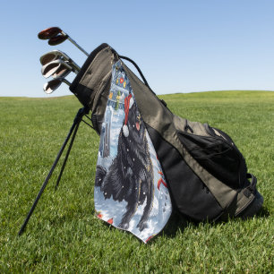 Serviette De Golf Chien d'hiver belge Wonderland Noël