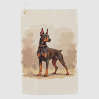 Serviette De Golf Chien Dobermann Pinscher Brun Rouille Rouge