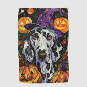 Serviette De Golf Chien éffrayant Dalmatien Halloween sorcière et Ci (Devant)