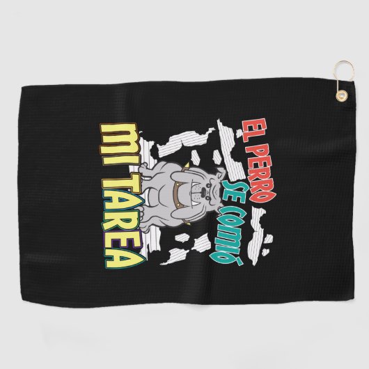 Serviette De Golf Chien Espagnol Ate My Homework - Perro Tarea (Horizontal)