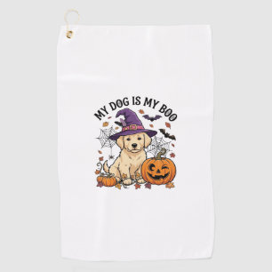 Serviette De Golf Chien est Boo Halloween Sorcière Chiot Citrouille_