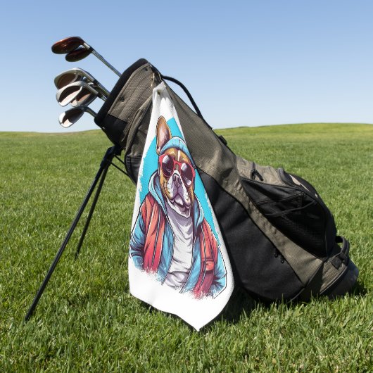 Serviette De Golf Chien français français (Vert)