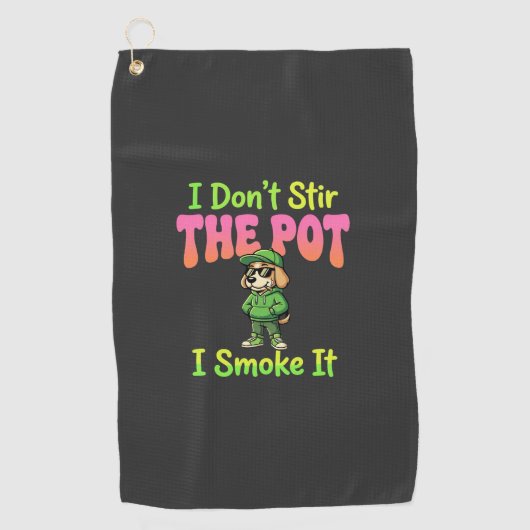 Serviette De Golf Chien Fumeur de Joint Drôle Stoner (Devant)