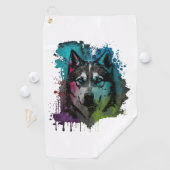 Serviette De Golf Chien Husky (En situation)