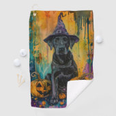 Serviette De Golf Chien labrador effrayant, sorcière d'Halloween et  (En situation)
