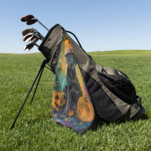 Serviette De Golf Chien labrador effrayant, sorcière d'Halloween et