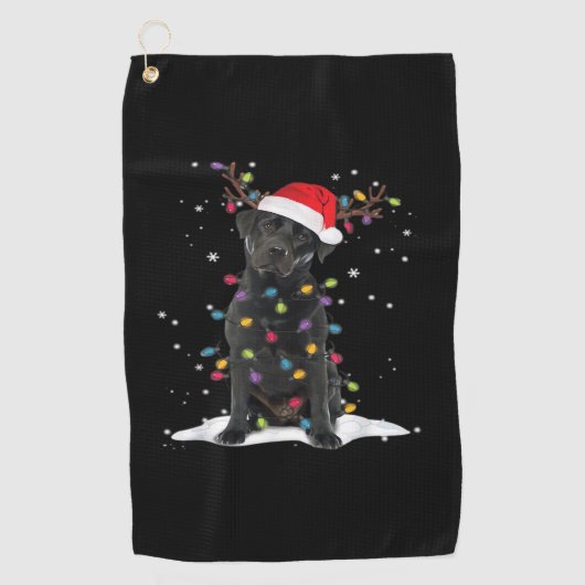 Serviette De Golf Chien Labrador noir Noël Arbre de Noël Lumière Cla (Devant)