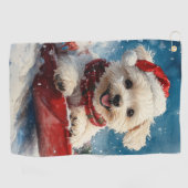 Serviette De Golf Chien maltais dans la corniche laissez passer Noël (Horizontal)