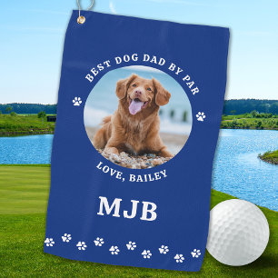 Serviette De Golf Chien Meilleur Papa Jamais Bleu Photo Personnalisé