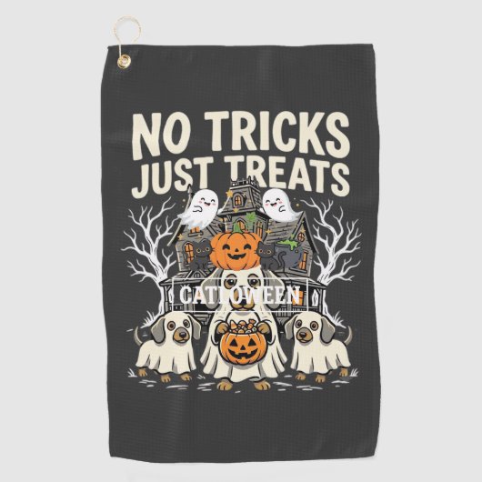 Serviette De Golf Chien Mignon Halloween Pas de Farces Rien que des (Devant)