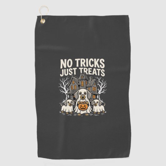 Serviette De Golf Chien Mignon Halloween Pas de Farces Rien que des (Devant)