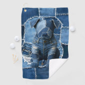 Serviette De Golf Chien Patchwork Art Denim (En situation)