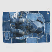 Serviette De Golf Chien Patchwork Art Denim (Horizontal)