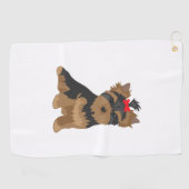Serviette De Golf Chien préféré - arc rouge de Yorkshire Terrier (Horizontal)