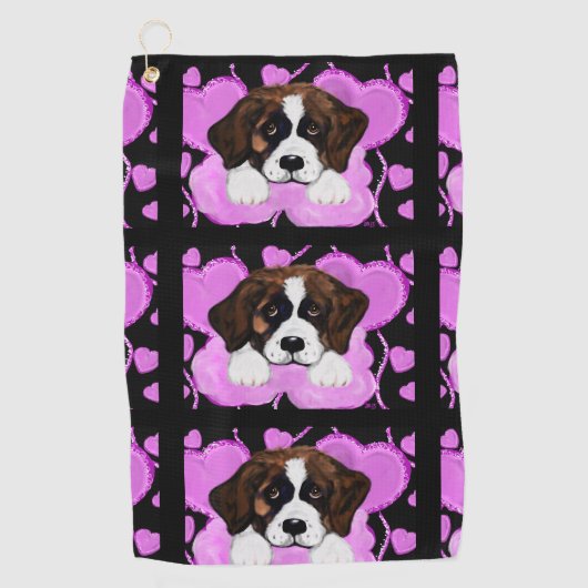 SERVIETTE DE GOLF CHIEN SAINT BERNARD  (Devant)