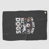 Serviette De Golf Chiens Drôles Amoureux Des Animaux Vector (Horizontal)