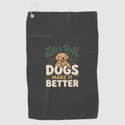 Serviette De Golf Chiens drôles rendent mieux (Devant)