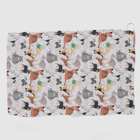 Serviette De Golf Chiens Et Chats Cutes Design Motif (Horizontal)