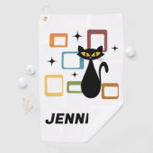 Serviette De Golf Chiffre noir du milieu du siècle (En situation)