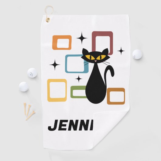 Serviette De Golf Chiffre noir du milieu du siècle (En situation)