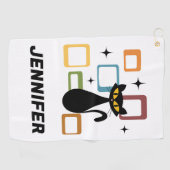 Serviette De Golf Chiffre noir du milieu du siècle (Horizontal)