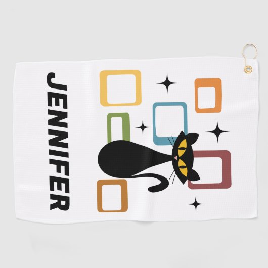 Serviette De Golf Chiffre noir du milieu du siècle (Horizontal)