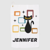 Serviette De Golf Chiffre noir du milieu du siècle (Devant)