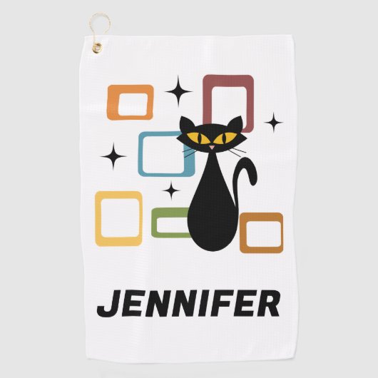 Serviette De Golf Chiffre noir du milieu du siècle (Devant)