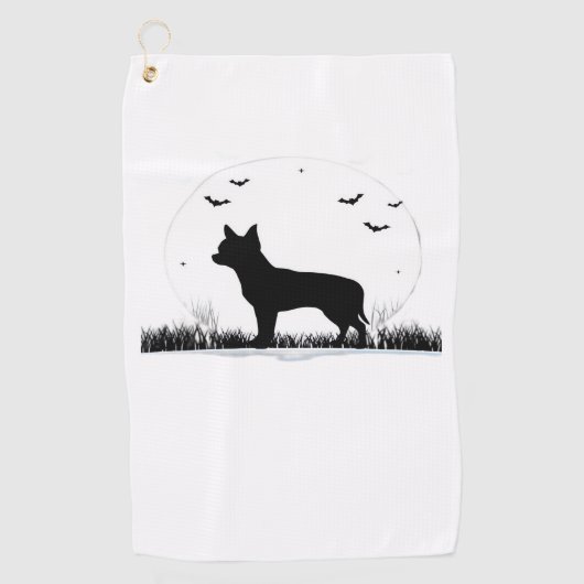 Serviette De Golf Chihuahua Chien - Halloween Moon Silhouette Classi (Devant)